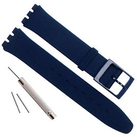 GreenOlive Ultra-thin Replacement Waterproof Silicone Rubber Watch Strap Watch Band for Swatch Skin Series, Navy Blue, Retro