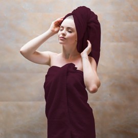 Ocean Towel Set for Bathroom 100% Luxury Cotton Bath Towels Set of 8 (2 Bath Towel and 2 Hand Towel Set & 4 Wash Cloth) - Burgundy Soft Towels Bathroom Set 600 GSM Double Stitched for Durability