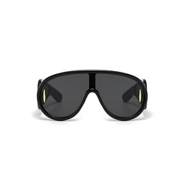 MYSNKU Oversized One Piece Sunglasses Women Men fashion Siamese Lenses Retro Design (Black)