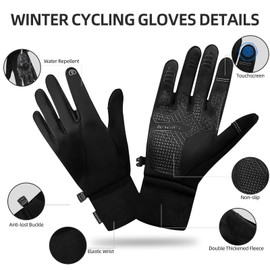 Jsdoin Running Gloves, Winter Warm Gloves Thermal Touch Screen Gloves for Men Women, Windproof Water-Resistant Anti-slip Cycling Gloves for Biking Sports Walking Skiing Liners