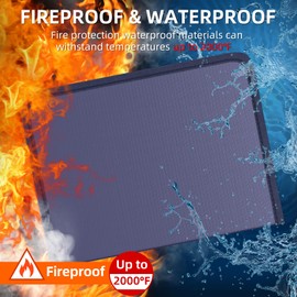 Fireproof Accordion File Organizer, Portable Expanding File Folder with Waterproof Zipper&Labels, Blue Document Organizer with 13 Pockets, File Organizer for Important Document/Paper Storage