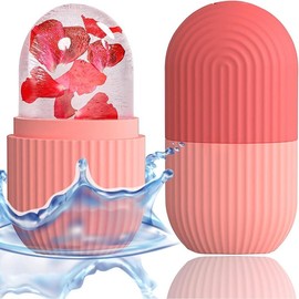 Ice Roller Massager for Face, Eyes and Neck, Natural Toning and Skin Care, Eliminates Eye Bags, Relieves Migraines Cubes Facial enhance skin - Color: Pink