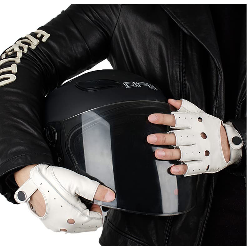 GSG Driving Gloves, Half Finger Leather, Fingerless Leather, Men's, Motorcycle
