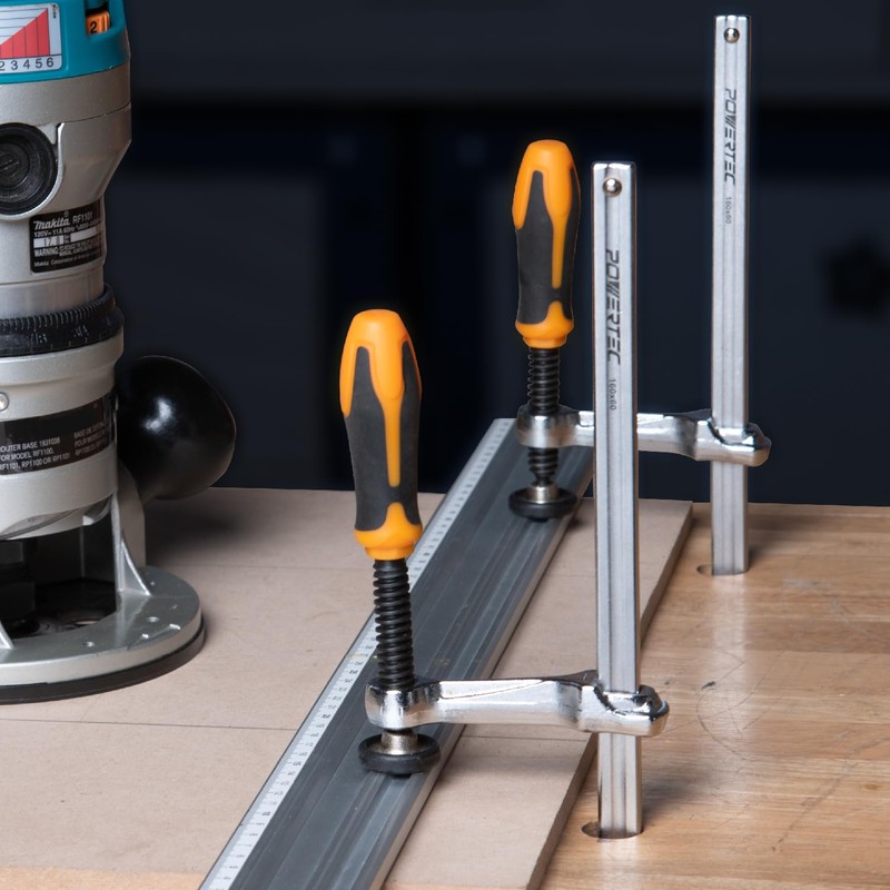 POWERTEC 4PK Quick Screw Guide Rail Clamp for MFT Table