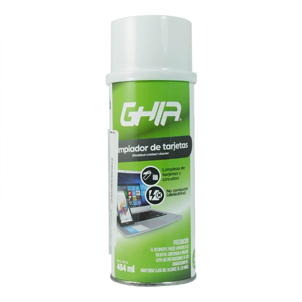 GHIA Limpiador DE Tarjetas 454ML DIELECTRICO para CIRCUITOS Y Tarjetas