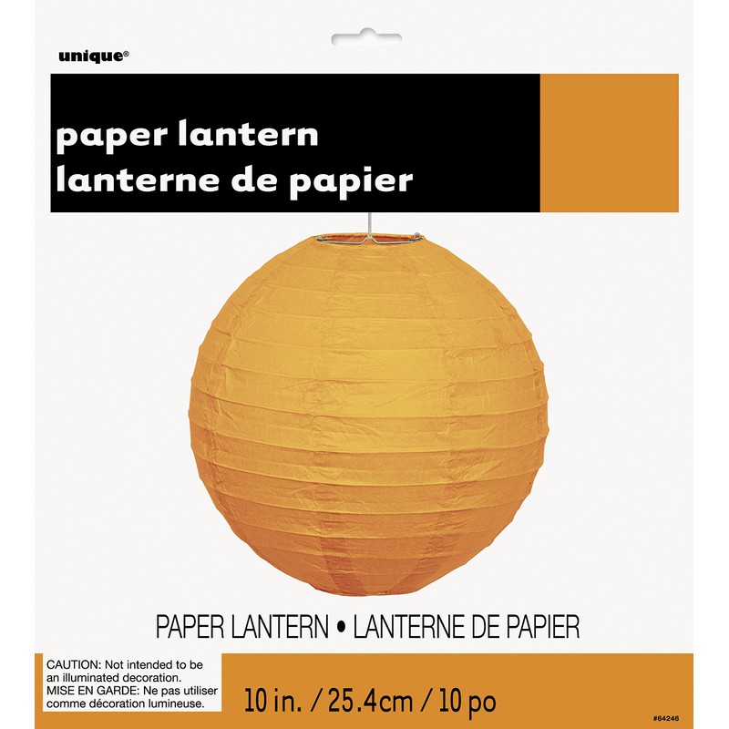 Unique Party 64246 - 25cm Round Orange Paper Lantern