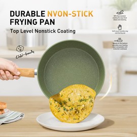 17 Piece Pots and Pans Set Non Stick, Nonstick Induction Granite Kitchen Cookware Sets, Induction Cookware Frying Pans, Nonstick Granite Cooking Set, Pan Sets for Cooking, Green