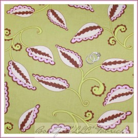 FreeSpirit BonEful Fabric FQ Cotton Quilt Green Brown Pink Dot Leaf Flower Girl Easter SALE