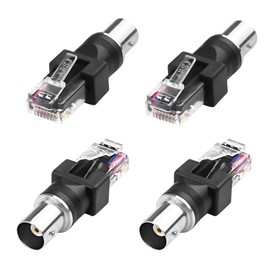 MEIRIYFA BNC to RJ45 Converter Adapter, BNC Female to RJ45 Male RF Coaxial Straight Barrel Coupler Connector for Computer Peripheral Equipment (4PCS)