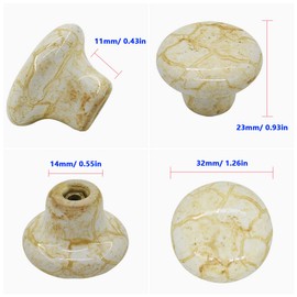 Renashed 10 Pack 1.2" Ceramic Knobs Door Handle Cabinet Drawer Marble Finish Cupboard Pull for Cupboards, Wardrobe, Drawer, Dresser, Chest