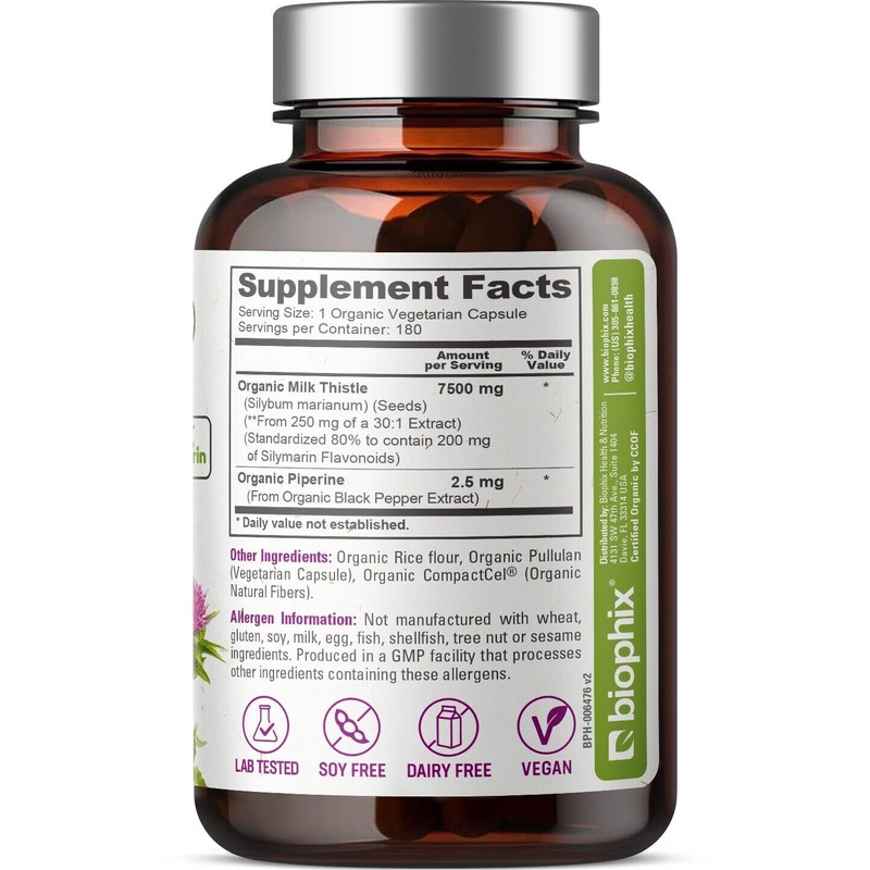 biophix Milk Thistle USDA Organic 30:1 Extract 7500 mg with
