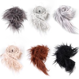 Pack of 6 Faux Fur Borders, 5 x 150 cm Faux Fur Ribbon Fur Fabric, Crafts, Fur Fabric Cuts, Fluffy Faux Fur for Gnome Beard Santa Hair Dwarf DIY Decoration Christmas Faux Fur Ribbon