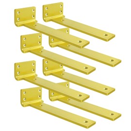 Floating Shelf Bracket 8inch 8 Pack L Brackets for Shelves Gold Metal Heavy Duty Shelf Brackets for DIY Decorative with Mounting Hardware
