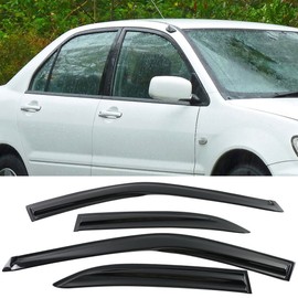 Window Visors Compatible With 2001-2007 Mitsubishi Lancer, Smoked Aero JDM Wind Deflectors Stick On by IKON MOTORSPORTS, 2002 2003 2004 2005 2006