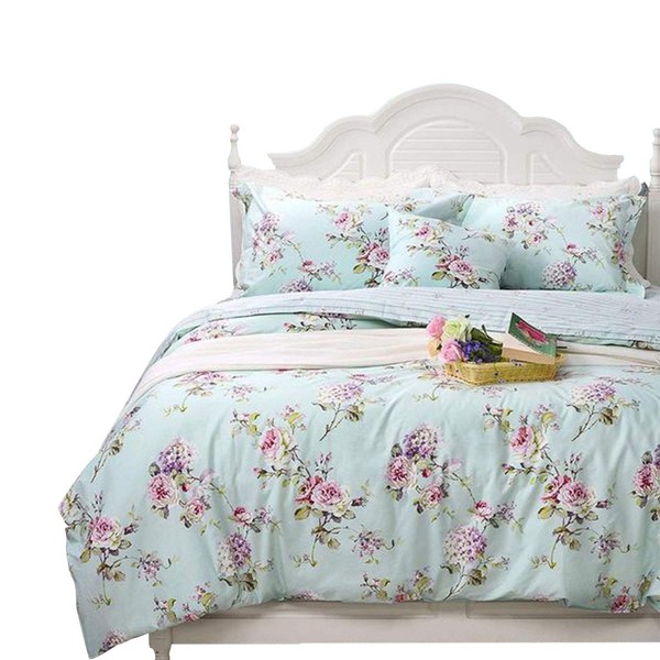 FADFAY Girls Bedding Floral Duvet Cover Set Twin Size Hydrangea