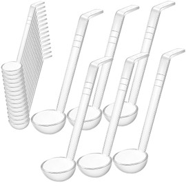 20Pcs Small Plastic Ladle, 20cm Clear Mini Ladle 1 oz Punch Bowl Ladle with Long Handle Serving Sauce Spoons for Kitchen Buffet Dressing Toppings Soup Cocktail