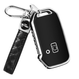QBUC for Kia Key Fob Cover, TPU Key Shell with Leather Lanyard Suitable for Forte Sportage Soul K5 Telluride Remote/Smart Key