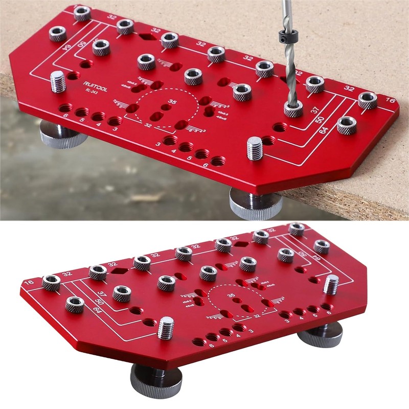Shelf Pin Drilling Jig 2 in 1 35mm Aluminum Alloy