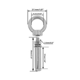 Shoulder Eye Bolts,TTZEZE Heavy Duty Eyebolts,304 Stainless Steel Wall Concrete Anchors Screw Expansion Screw Bolts Eye Hooks Fastener for Ceiling Concrete Masonry 5 Pack M6*60