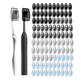 Muslish - Paquete de 100 fundas para cepillos de dientes, ajuste universal para cepillos eléctricos y manuales, protectores reutilizables de viaje y hogar (valor a granel), color gris