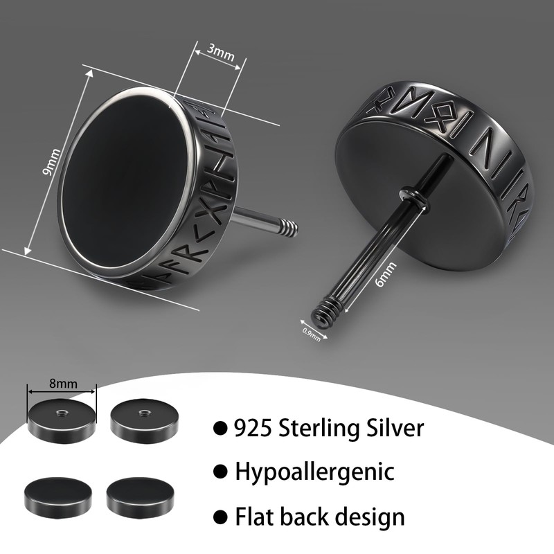 FEEL STYLE 925 Sterling Silver Viking Rune Stud Earrings for