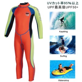 Wetsuit, Children, 1.0 inch (2.5 mm), One-piece One-Piece Full Suit, Swimwear, For Kids, Sun Protection, Snorkeling, Surfing, Sea Play, Canoeing, Kayaking, Surfing, Size M Size