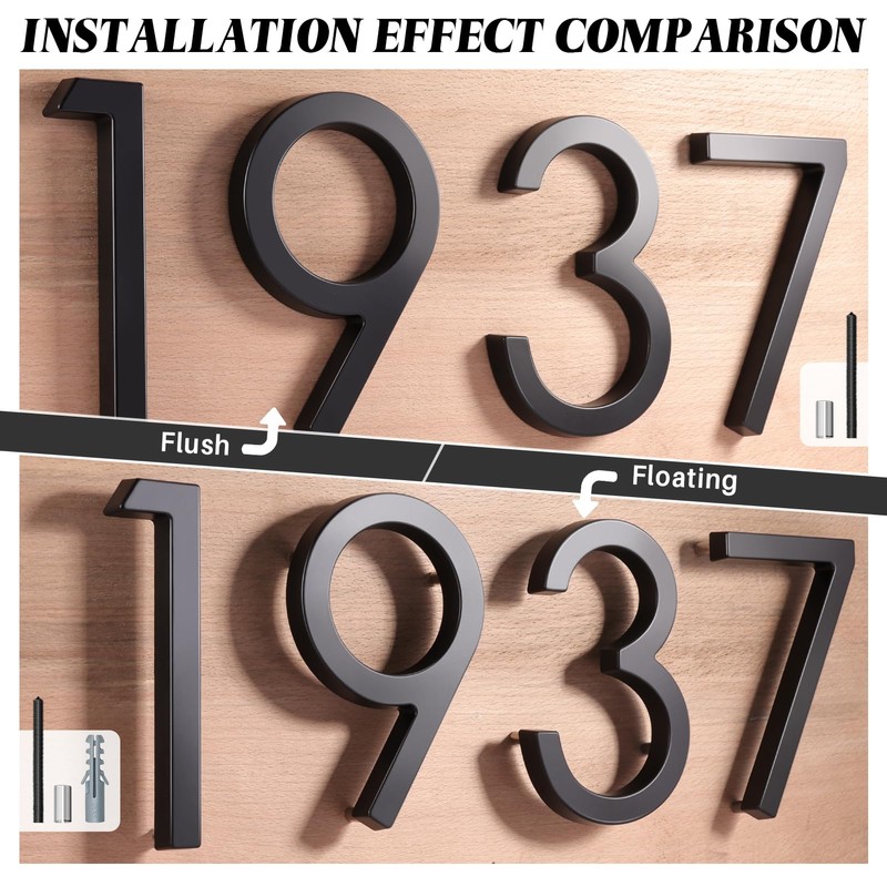 Floating House Number 2, YIPLED 6 Inch Modern House Numbers