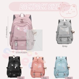 LANSHIYA Girls Backpack School Bags for Girls,Elementary Middle School Students Bookbag, Kids Backpack with Pendent&Pins Outdoor Backpacks for Girls
