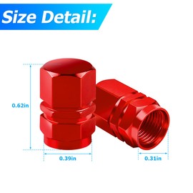LKAHG 4PCS Car Tire Valve Stem Caps, Heavy Duty Dust Proof Automotive Tire Valve Cap Set, Aluminum Alloy Vehicle Exterior Tire Stem Covers Accessories, Universal for RV, SUV, Truck (Red)