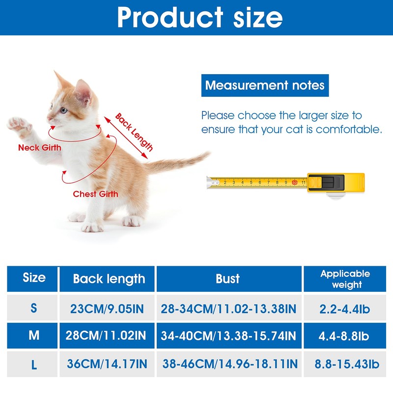 cobee Cat Professional Recovery Suit for Abdominal Wounds or Skin