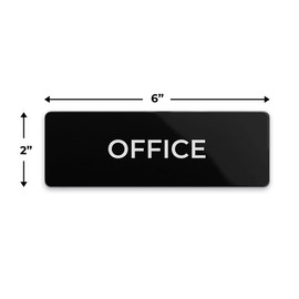 Office Sign, Durable ABS Plastic with Full Adhesive Backing, Sign for Door or Wall, 2x6"