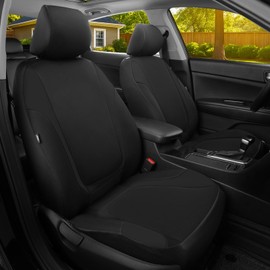 GIANT PANDA Polycotton Front Car Seat Cover, Universal Auto Cloth 2 Front Seats Only, Seat Protector Fit Cars, Sedans, SUVs (Black)