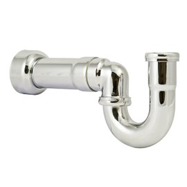 Westbrass D402NE-1-05 1-1/2" New England Style P-Trap with High Box Flange, Polished Nickel