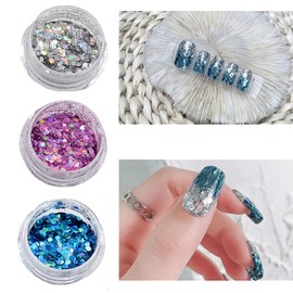CRSHIP Nail Glitter 20 Colors Sequins Glitter Nail Parts Face Body Hair Decoration Party Nail Containers for Sequins Stage School Festival Fashion (Set of 20 Colors)