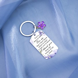 LKBVUG Thank You Gifts for Women Mom Teacher Coworker Friends Purple Flowers Keychains Special Friendship Gifts for Women Birthday Christmas Mothers Day Graduation Thanksgiving Presents