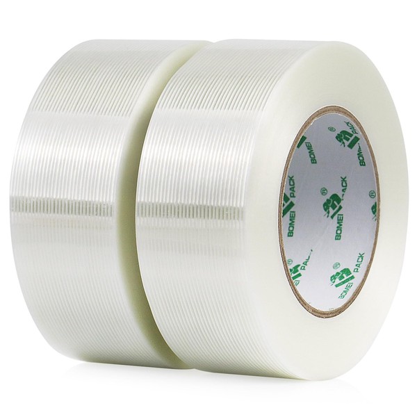 BOMEI PACK Klebeband aus Glasfaser, Fiberglasband, 2 Packungen à 50