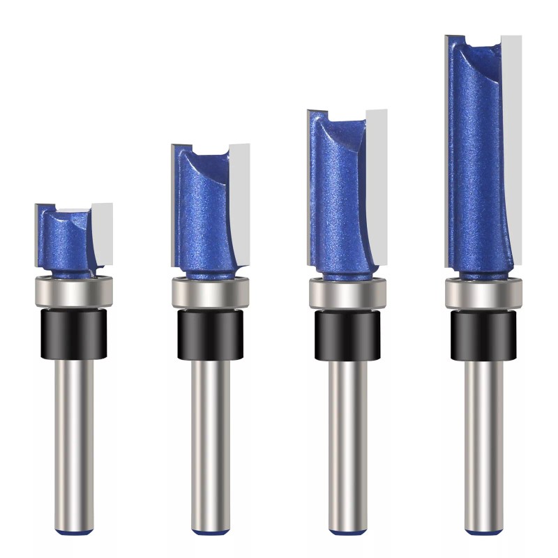 Vesery 4Pcs 1/4'' Shank Flush Trim Router Bit Bottom Bearing