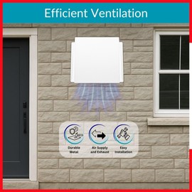 Outdoor Dryer Vent Cover with Mesh 8x8 inch - Metal Wall Rain Cover with Bird Protection Guard - White Vent Hood with Grid - Weatherproof Exhaust Grille for Duct Openings