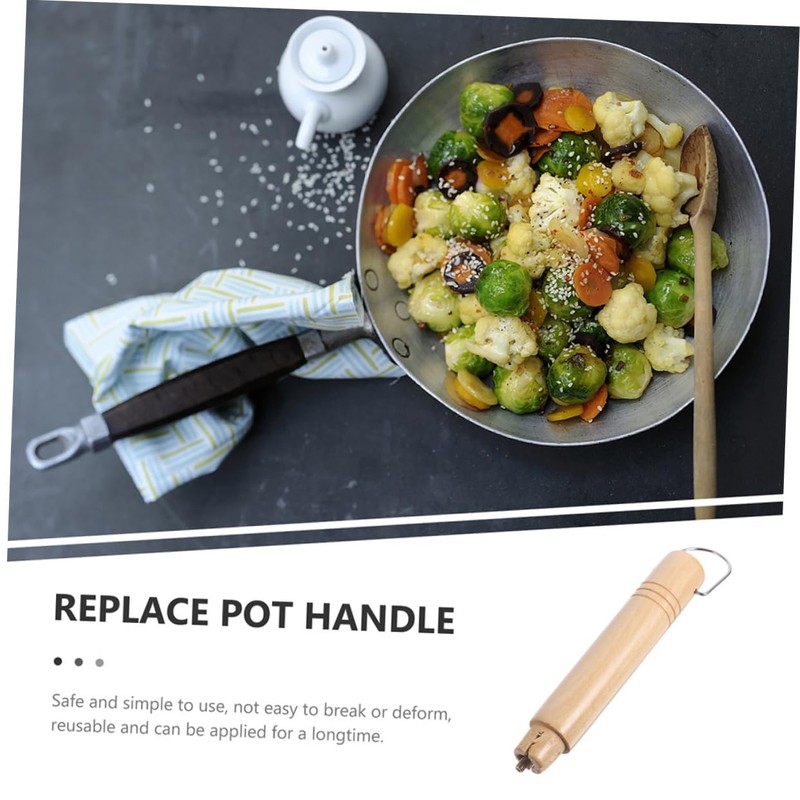 LABRIMP 3sets Wooden Replacement Handles for Pots Scald Heat Insulated