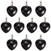 BEEFLYING 10 Pcs Natural Gemstone Heart Pendant Charms Black Agate Charms Healing Stone Pendants for Jewelry Making Crafts Supplies