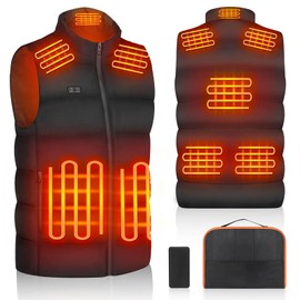 Heated Vest for Men and Women with Battery Pack, Lightweight 8 Heating Zones 3 Heating Levels Heating Vest Washable (US, Alpha, X-Large, Regular, Regular, Black)