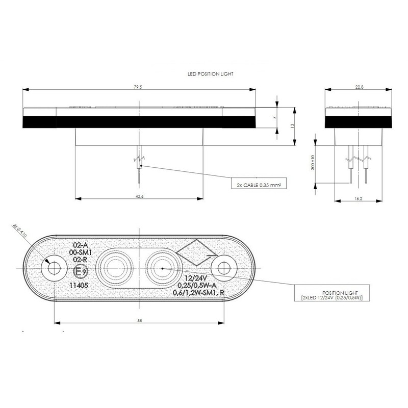 BUL BARS 2 x 2 SMD LED Red Side Light