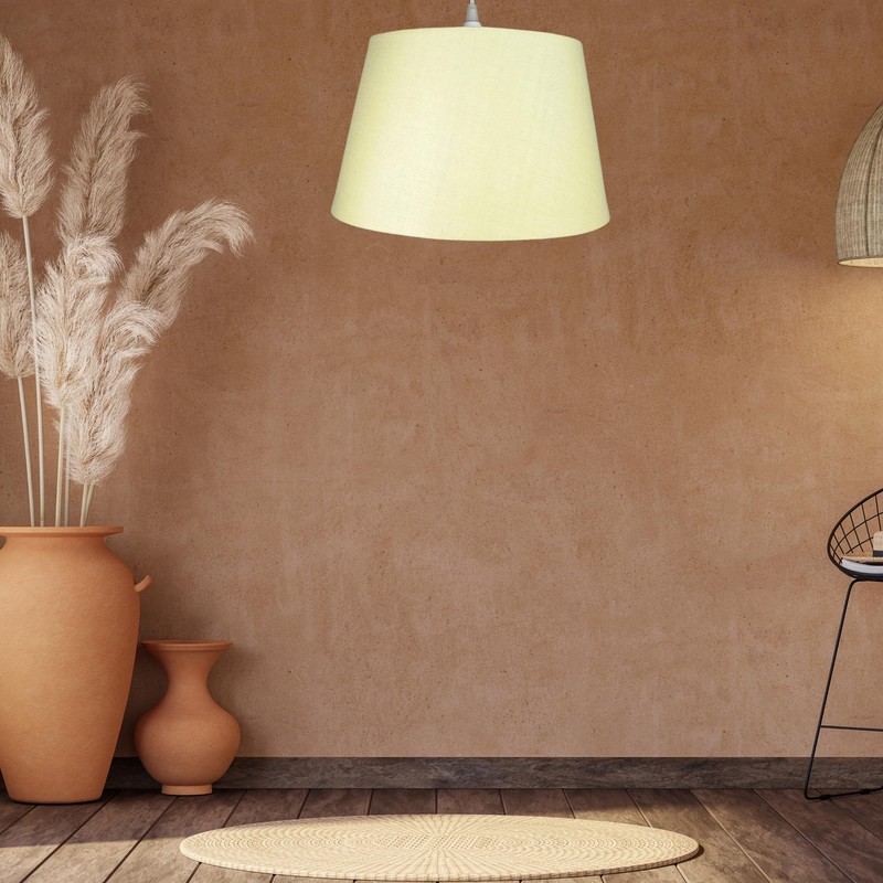 Large Cotton Drum Shade Lampshade Pendant Light – (Cream)