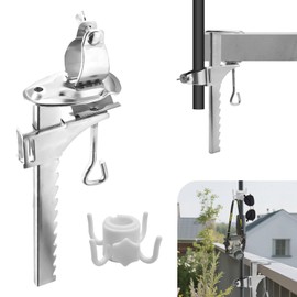 ZHIYUQL Parasol Holder Balcony Umbrella Holder Balcony Railing Parasol Stand Balcony Holder for Parasols and Patio Clamping Area 0-19 cm Umbrella Stand with Hanging Hook