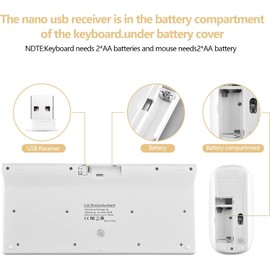 Wireless Keyboard and Mouse Combo, Compact Quiet Wireless Keyboard and Mouse Set 2.4G Ultra-Thin Sleek Design for Windows, Computer, Desktop, PC, Notebook, Laptop (GHKM03 Gold 01)