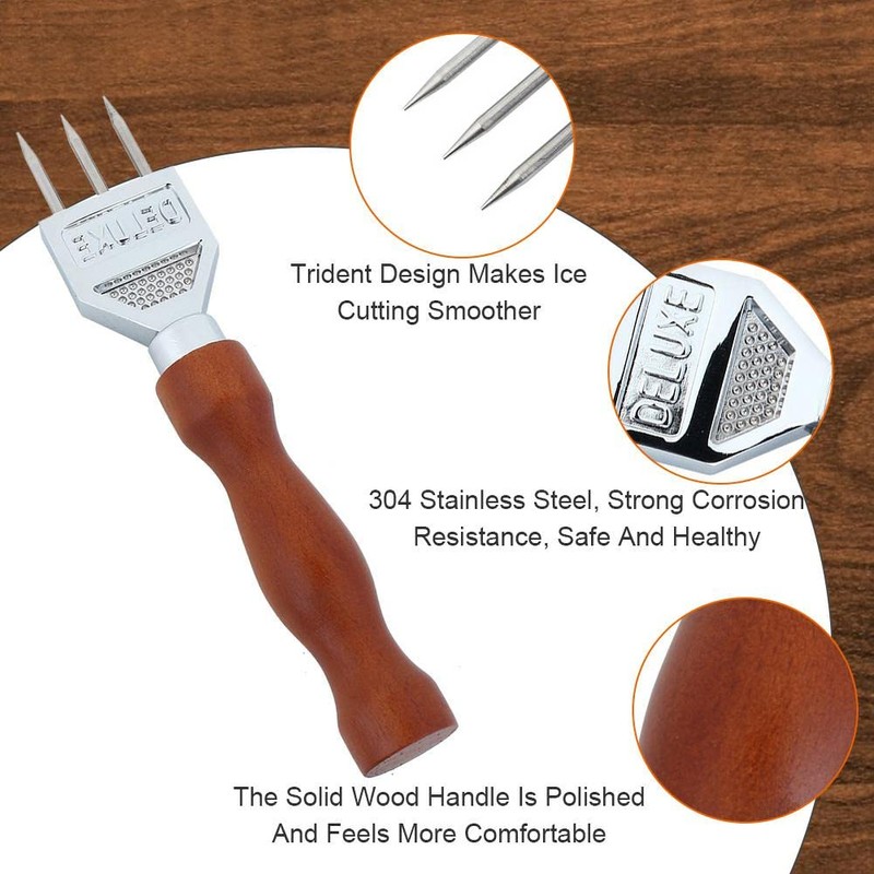 Stainless Steel Ice Crusher with Wooden Handle, Ice Axe Set,