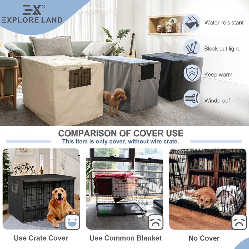 Explore Land Dog Crate Cover Heavy Duty Polyester Pet Kennel