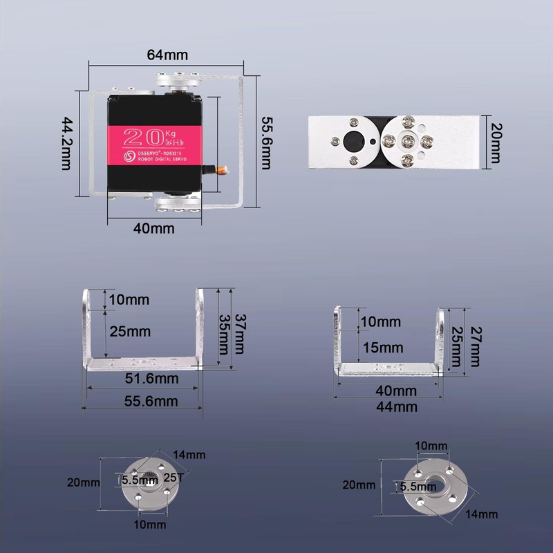 HiRCgo 20KG Digital Servo with U-Mount Bracket Full Metal Gear
