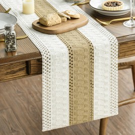 Artoid Mode Camino de mesa de arpillera marrón estilo granja rústico, decoración de mesa de cocina y comedor para fiestas de temporada y vacaciones para el hogar, 12x48 pulgadas
