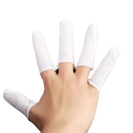 100 Pieces Finger Cots Cotton Finger Guards Elastic Fabric Finger Gloves Finger Protection (White, One Size)